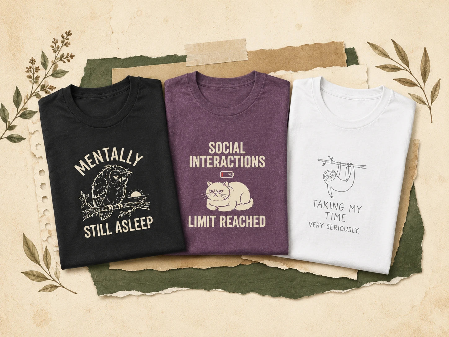 Wildly Relatable Mentally Still Asleep, Social Interactions Limit Reached, and Taking My Time T-shirts
